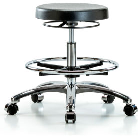 Cleanroom Stool with Casters and Footring - Medium Bench Height - Black