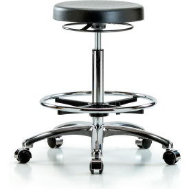 Cleanroom Stool with Casters - High Bench Height - Black