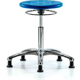 Cleanroom Stool with Glides - Medium Bench Height - Blue