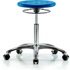Cleanroom Stool with Casters - Medium Bench Height - Blue