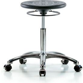 Cleanroom Stool with Casters - Medium Bench Height - Black