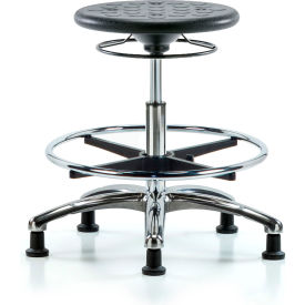 Cleanroom Stool with Glides and Footring - Medium Bench Height - Black