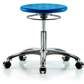 Cleanroom Stool with Casters - Desk Height - Blue