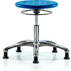 Cleanroom Stool with Glides - Desk Height - Blue