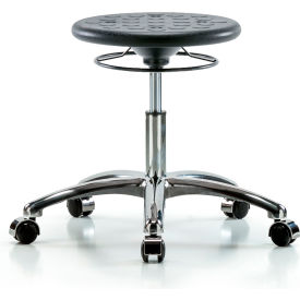 Cleanroom Stool with Casters - Desk Height - Black