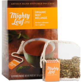 Whole Leaf Tea Pouches, Organic Mint Melange, 15/Box