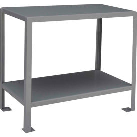 Stationary Machine Table with 2 Shelves, Steel Square Edge, 30"W x 18"D, Gray
