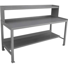 Stationary Workbench with Shelf Riser and Steel Square Edge, 60"W x 30"D, Gray