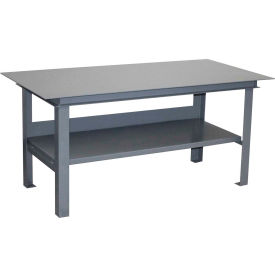 Standard Workbench W/ Shelf & Steel Square Edge, 72"W x 36"D, 12000 Lb Capacity, Gray
