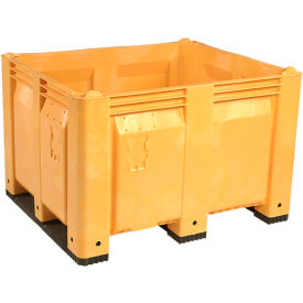 Solid Wall Pallet Container, 48"L x 40"W x 31"H, 1500 lb Cap, Yellow