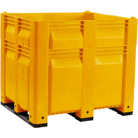 Solid Wall Heightened Pallet Container, 48"L x 40"W x 46"H, 1500 lb. Capacity, Yellow