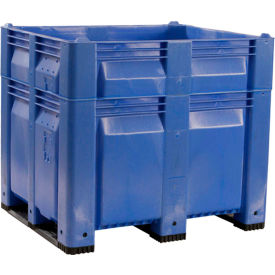 Solid Wall Heightened Pallet Container, 48"L x 40"W x 46"H, 1500 lb. Capacity, Blue