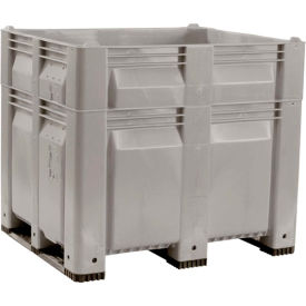 Solid Wall Heightened Pallet Container, 48"L x 40"W x 46"H, 1500 lb. Capacity, Gray
