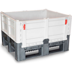 Solid Wall Quick Assembly Folding Container, 48"L x 40"W x 29"H, 1700 lb. Cap, Gray