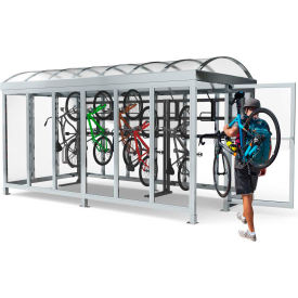 Locking Bike Shelter - 14'8"L x 7'5"W - 10 Bike Capacity - Barrel Roof