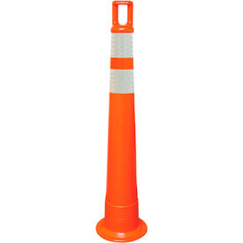 Watchtower 42" Plastic Stacker Orange Cone With Handle, 2 Reflective White Stripes