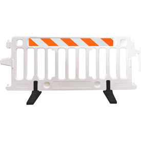 6' All Plastic Crowd Control Barricade with Rubber Feet, Interlocking, White