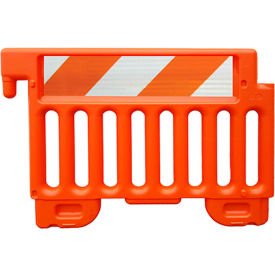 ADA Compliant Plastic Barricade, HIP Striped Sheets 1 Side, Orange