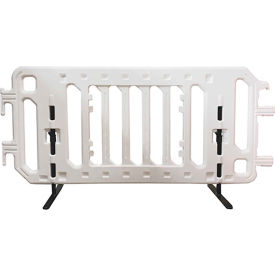 Easy Set Up Plastic, Walled Crowd Control Barricade with Steel Legs & Feet, White
