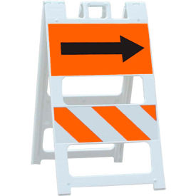 Type II Traffic Barricade W/ Directional Arrow, Fillable, White