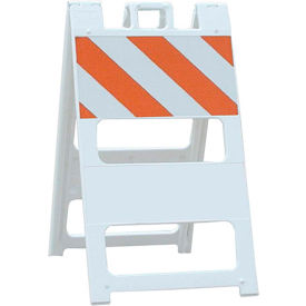 All Plastic Maintenance Free Type I Traffic Barricade, White, Foldable