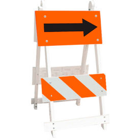 Type II Traffic Barricade W/ Directional Arrow, Not Fillable, White
