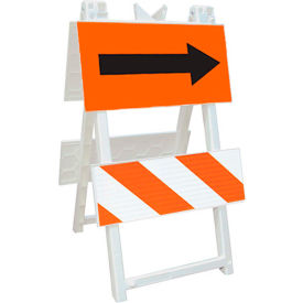 Plasticade Economic All Plastic Maintenance Free Type 2 Traffic Barricade W/ Directional Arrow