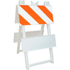Plasticade Economical Plastic Type I Traffic Barricade, HIP Sheeting, White, Foldable