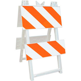 Economical Plastic Type II Traffic Barricade, High Intensity, White, Foldable