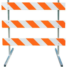Plasticade Type III Barricade with Steel Square Tube Uprights & Feet, Engineer Striped, 96'' Length