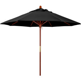 9' Patio Umbrella - Olefin Black - Hardwood Pole - Grove Series