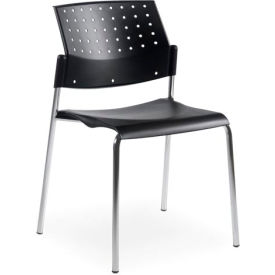 Armless Stacking Chair - Plastic - Black