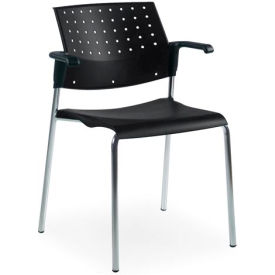 Stacking Chair with Arms - Plastic - Black - Sonic