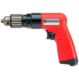 Reversible Pistol Grip Air Drill, Keyed, 3/8" Chuck, 0.8 HP, 1800 RPM