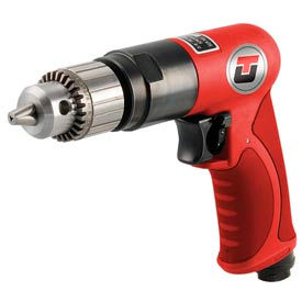 Reversible Pistol Grip Air Drill, Keyed, 3/8" Chuck, 0.65 HP, 1800 RPM