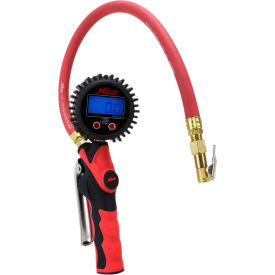 Pistol Grip Inflator Gauge, Digital 0-255 PSI, Kwik Grip Euro Chuck, 20" Hose