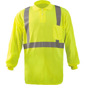 Birdseye Polo, Wicking & Cooling Long Sleeve, Class 2, Yellow, 5XL