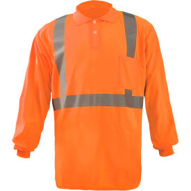 Occunomix LS Birdseye Polo, Wicking & Cooling Long Sleeve, Class 2, Orange
