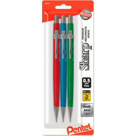 Sharp Mechanical Pencil, 0.5 mm, HB (#2.5), Black Lead, Assorted Barrel Colors, 3/Pack