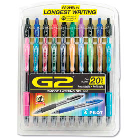 G2 Premium Retractable Gel Pen, Fine 0.7mm, Assorted Ink/Barrel, 20/Set