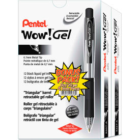 Retractable Gel Pen, Medium 0.7mm, Black Ink, Clear/Black Barrel, 24/Pack