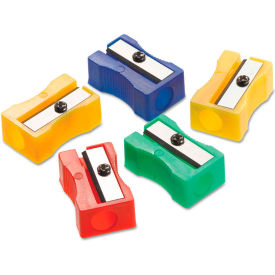 One-Hole Manual Pencil Sharpeners, 4" x 2" x 1", Assorted Colors, 24/Pack