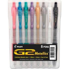 G2 Metallics Retractable Gel Pen, Fine 0.7mm, Assorted Ink/Barrel, 8/Pack