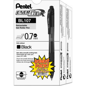 EnerGel-X Retractable Gel Pen, 0.7mm Metal Tip, Black Ink/Barrel, 24/Pack