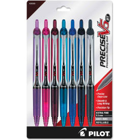 Precise V5RT Retractable Roller Ball Pen, 0.5mm, Assorted Ink/Barrel, 7/Pack