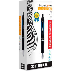 Sarasa Dry Gel X1 Retractable Gel Pen, Medium 0.7mm, Blue Ink/Barrel, Dozen