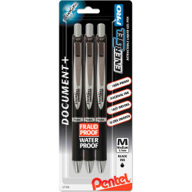 Retractable Gel Pen, Medium 0.7mm, Black Ink/Barrel, 3/Pack