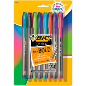 Cristal Xtra Bold Stick Ballpoint Pen, Bold 1.6mm, Assorted Ink/Barrel, 24/Pack