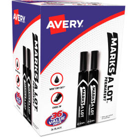 MARKS A LOT Large Desk-Style Permanent Marker Value Pack, Broad Chisel Tip, Black, 36/Pk