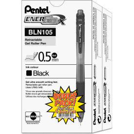 EnerGel-X Retractable Gel Pen, 0.5mm Needle Tip, Black Ink/Barrel, Pack of 24
